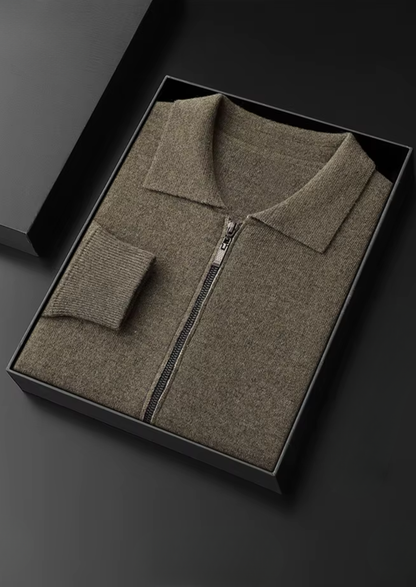 Pure Extra-Fine Merino Wool Polo Zip Cardigan | Apuro