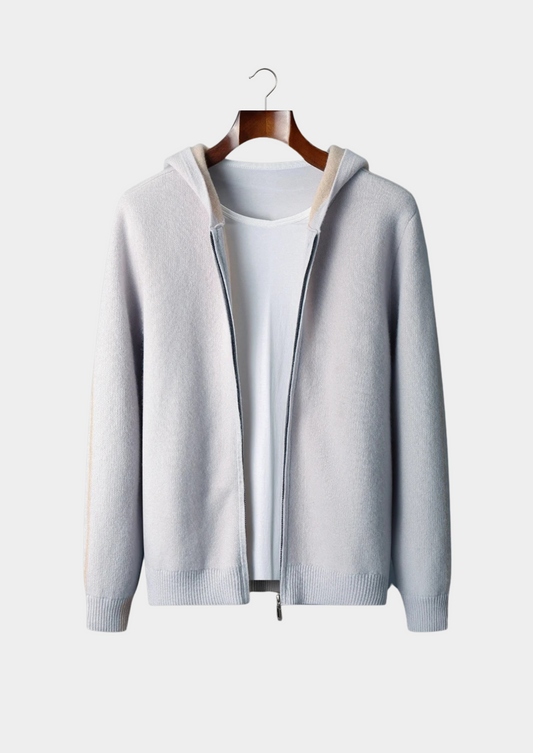 Premium Cashmere Two-Tone Zipper Hoodie | Apuro