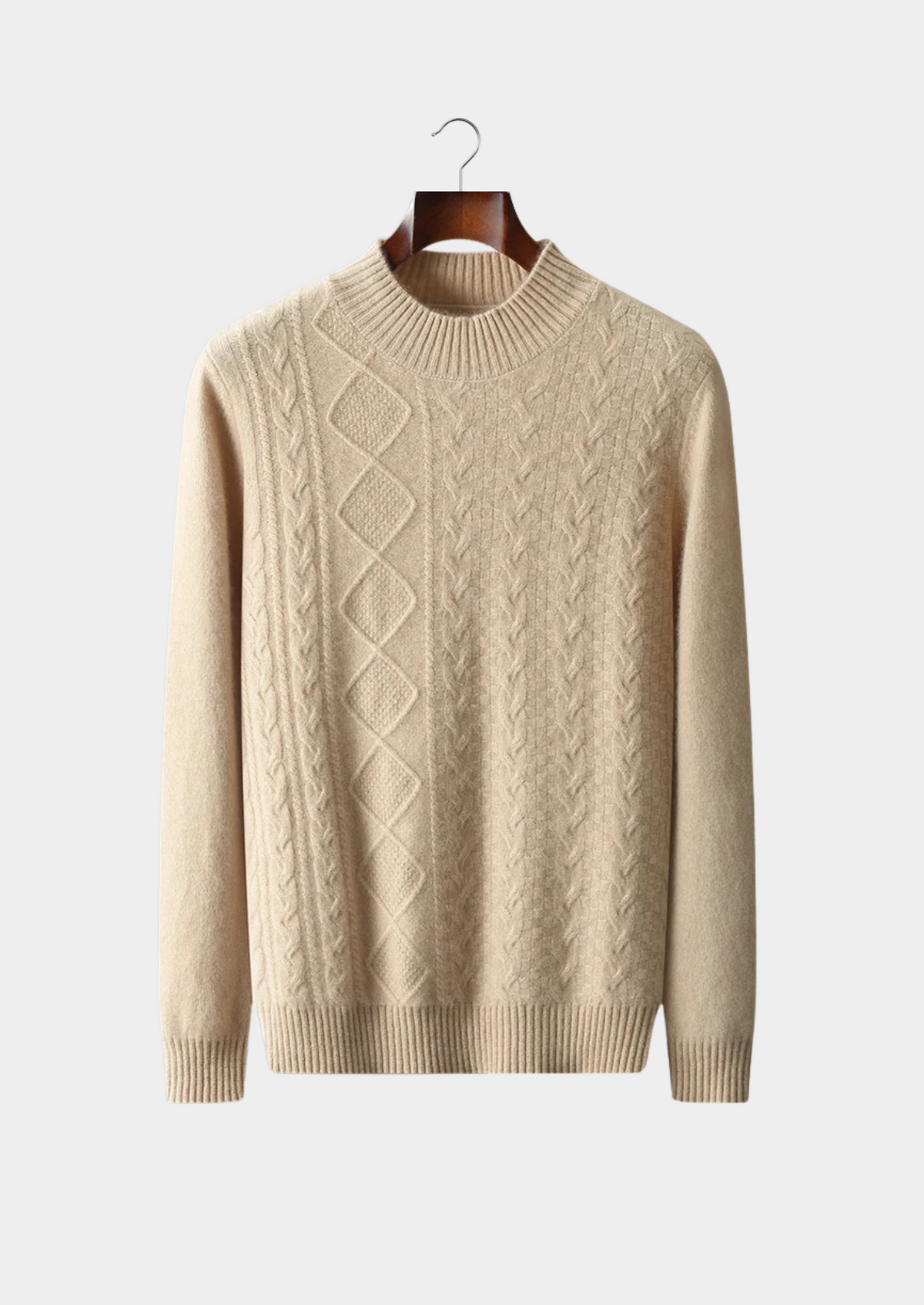 Pure Extra-Fine Merino Wool Jacquard Mockneck | Apuro