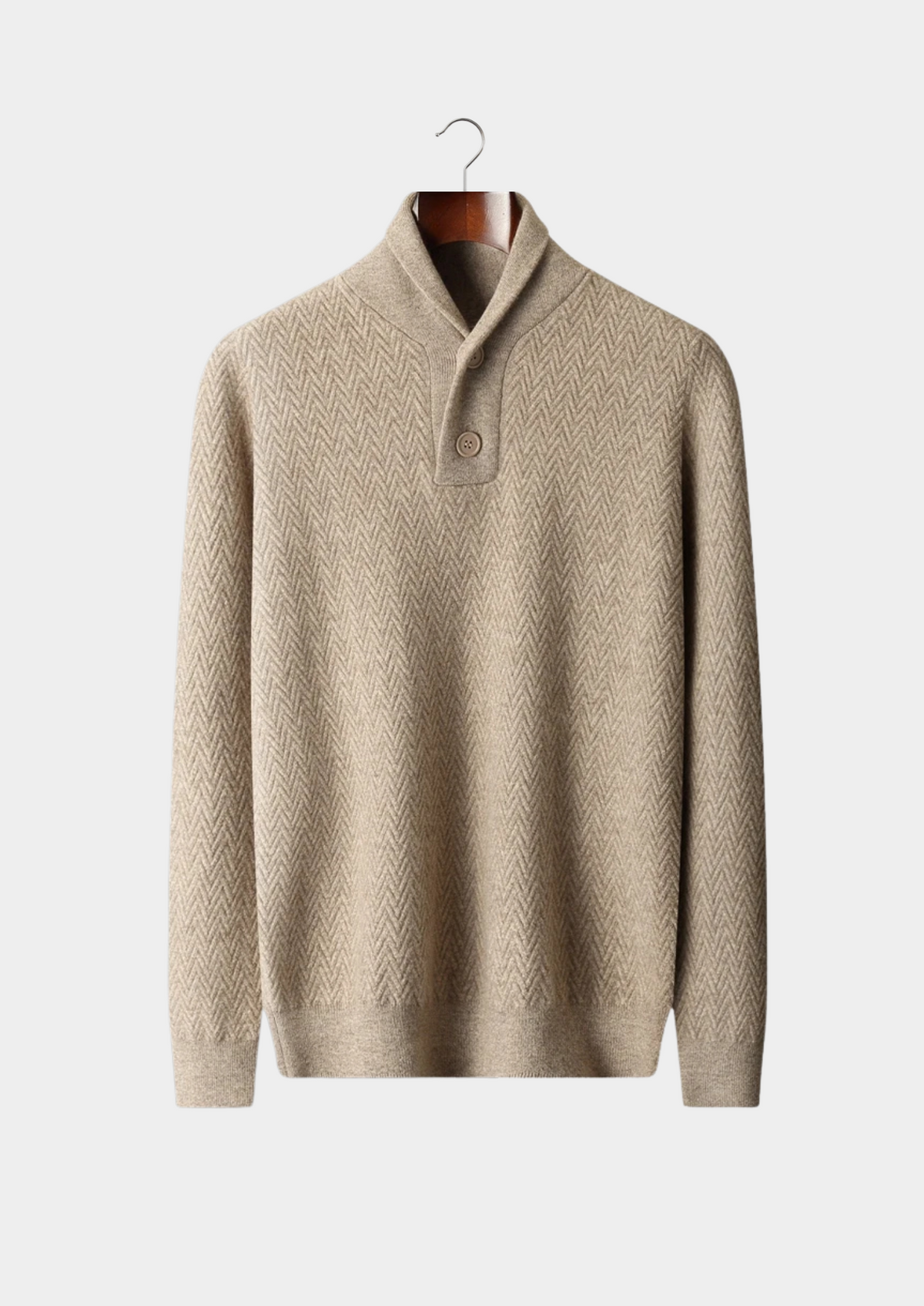 Premium Cashmere Zigzag Button Sweater | Apuro