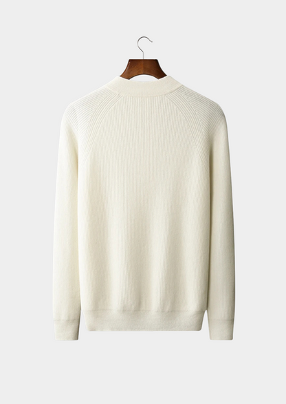 Premium Cashmere Classic Ribbed Henley Sweater | Apuro