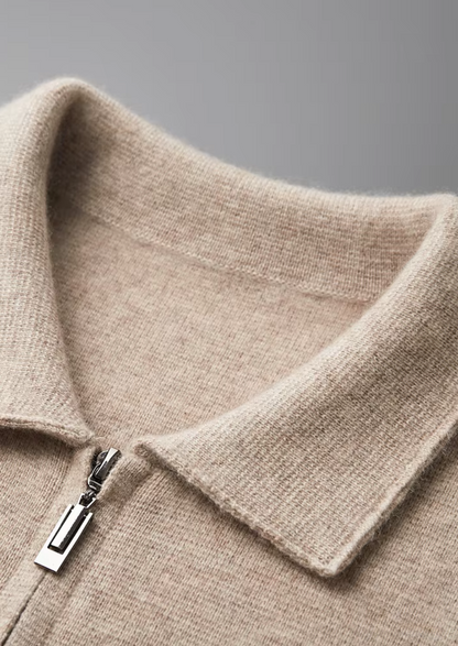 Pure Extra-Fine Merino Wool Zip Polo Cardigan | Apuro