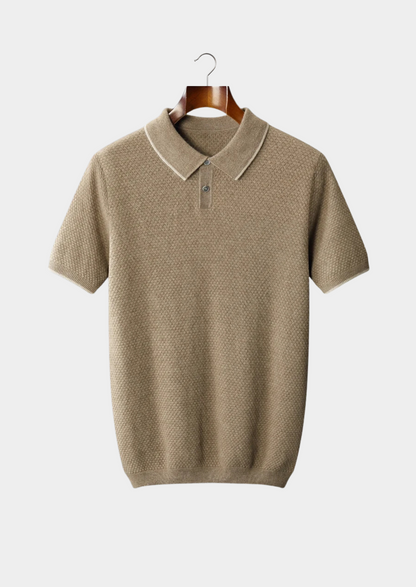 Premium Cashmere Beige Two-Tone Polo | Apuro
