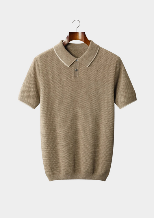 Premium Cashmere Beige Two-Tone Polo | Apuro