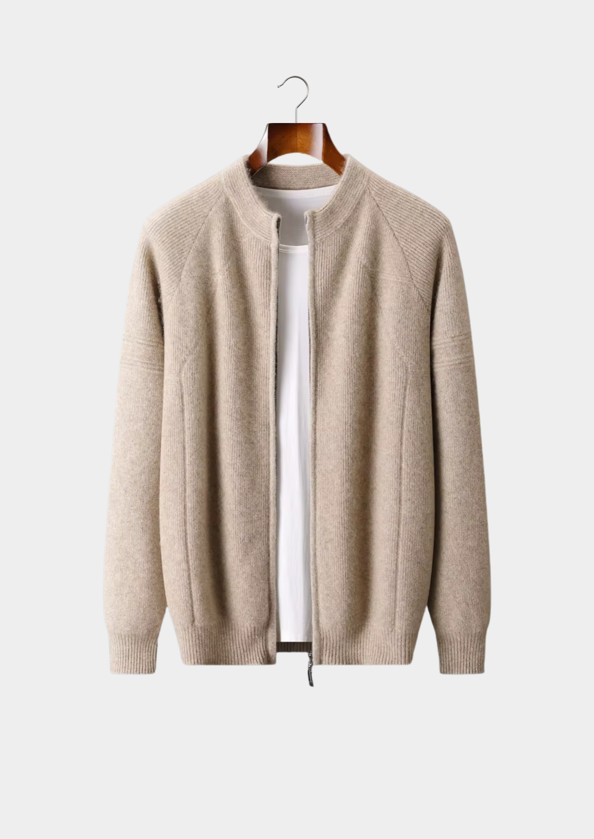 Pure Extra-Fine Merino Wool Ribbed Zip Cardigan | Apuro