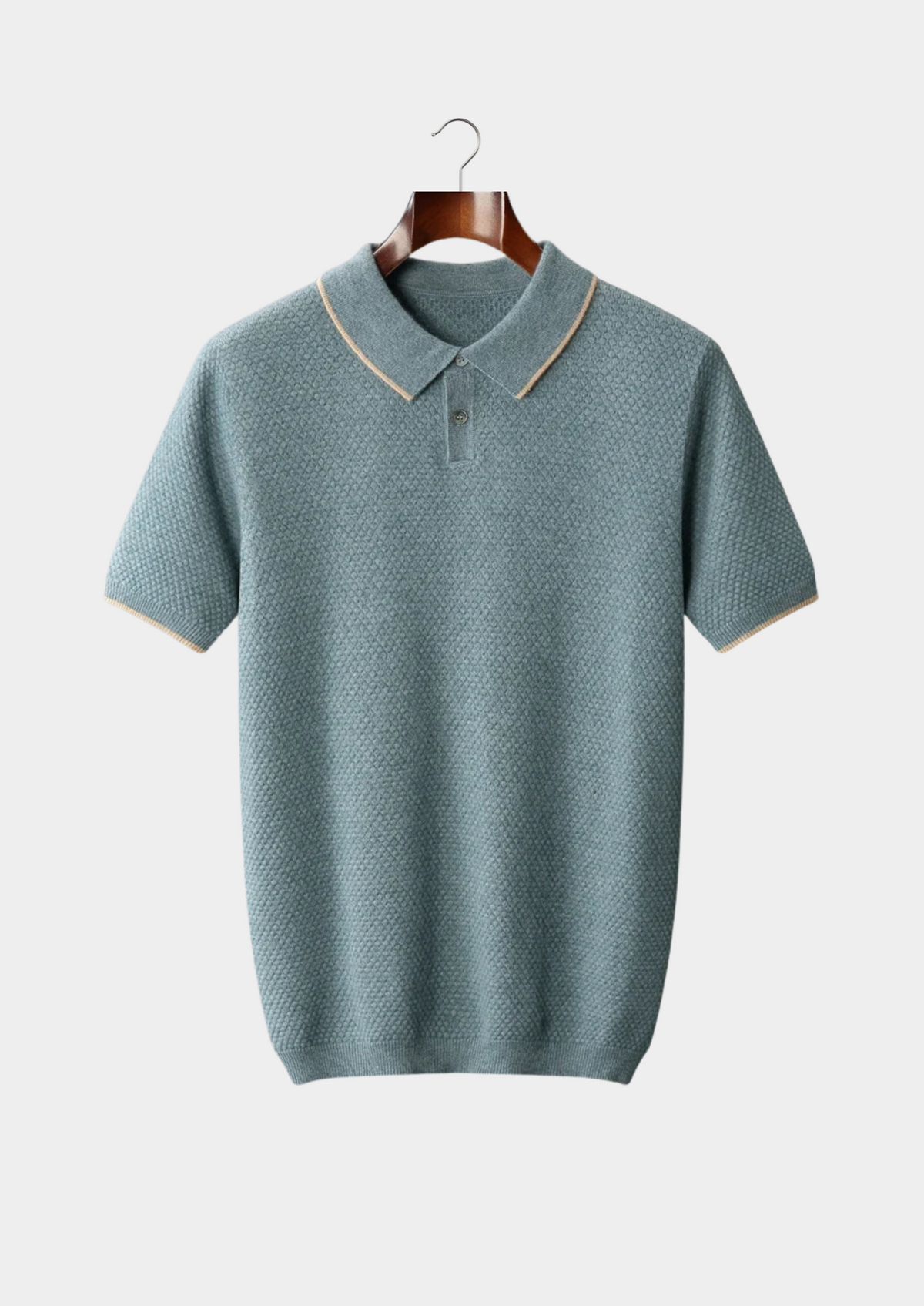 Premium Cashmere Sea Blue Two-Tone Polo | Apuro