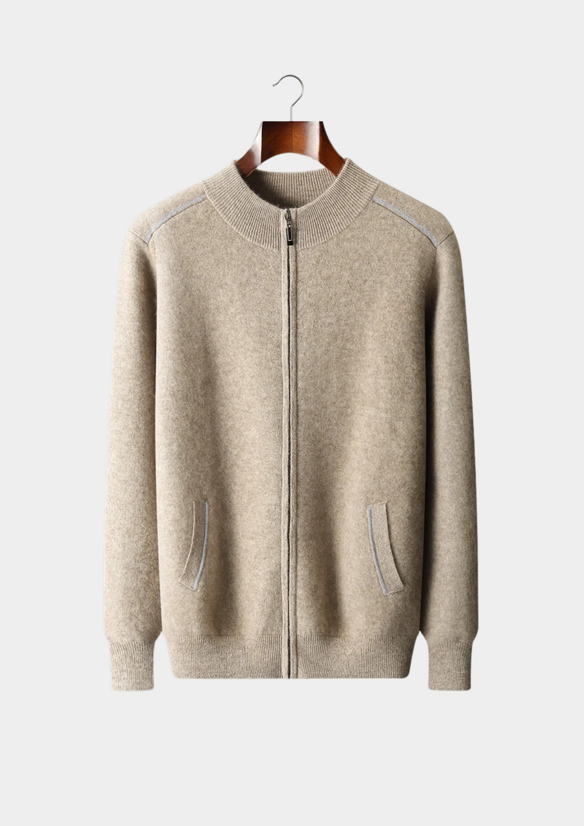 Premium Cashmere Two Tone Zip Cardigan | Apuro