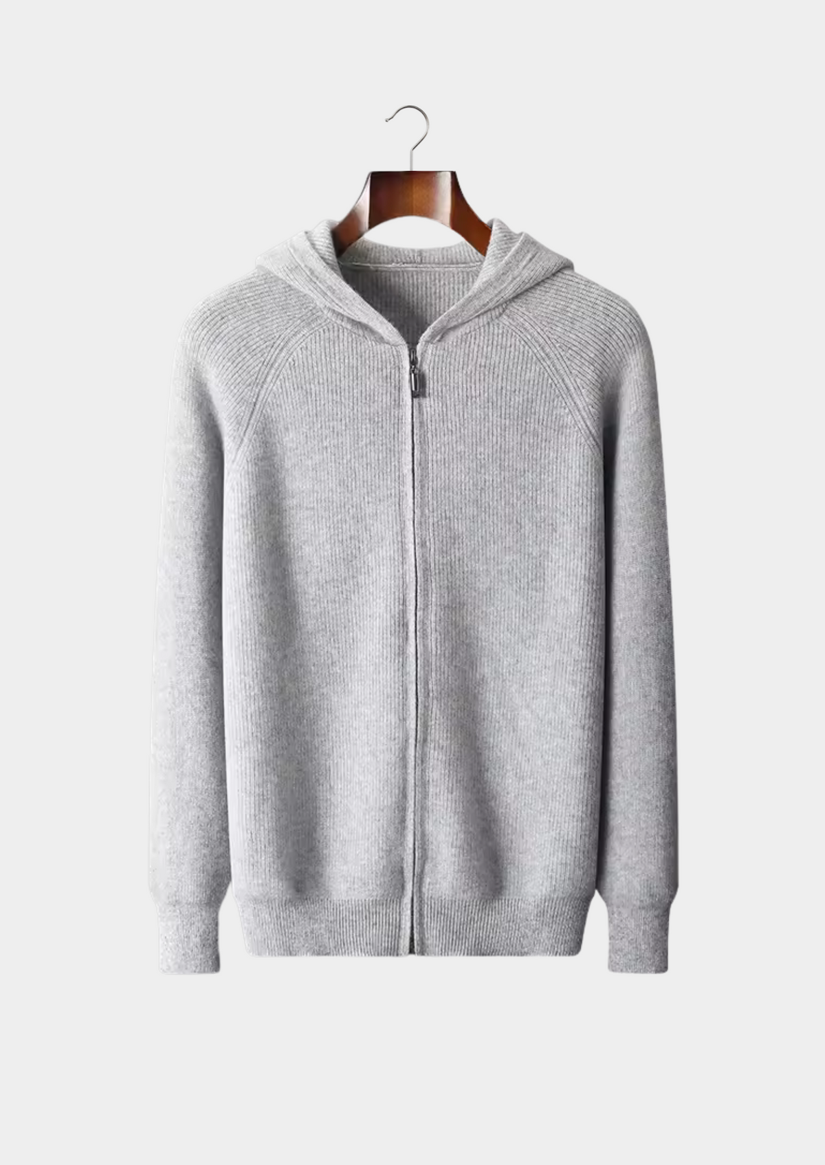 Pure Extra-Fine Merino Wool Ribbed Zip Hoodie | Apuro