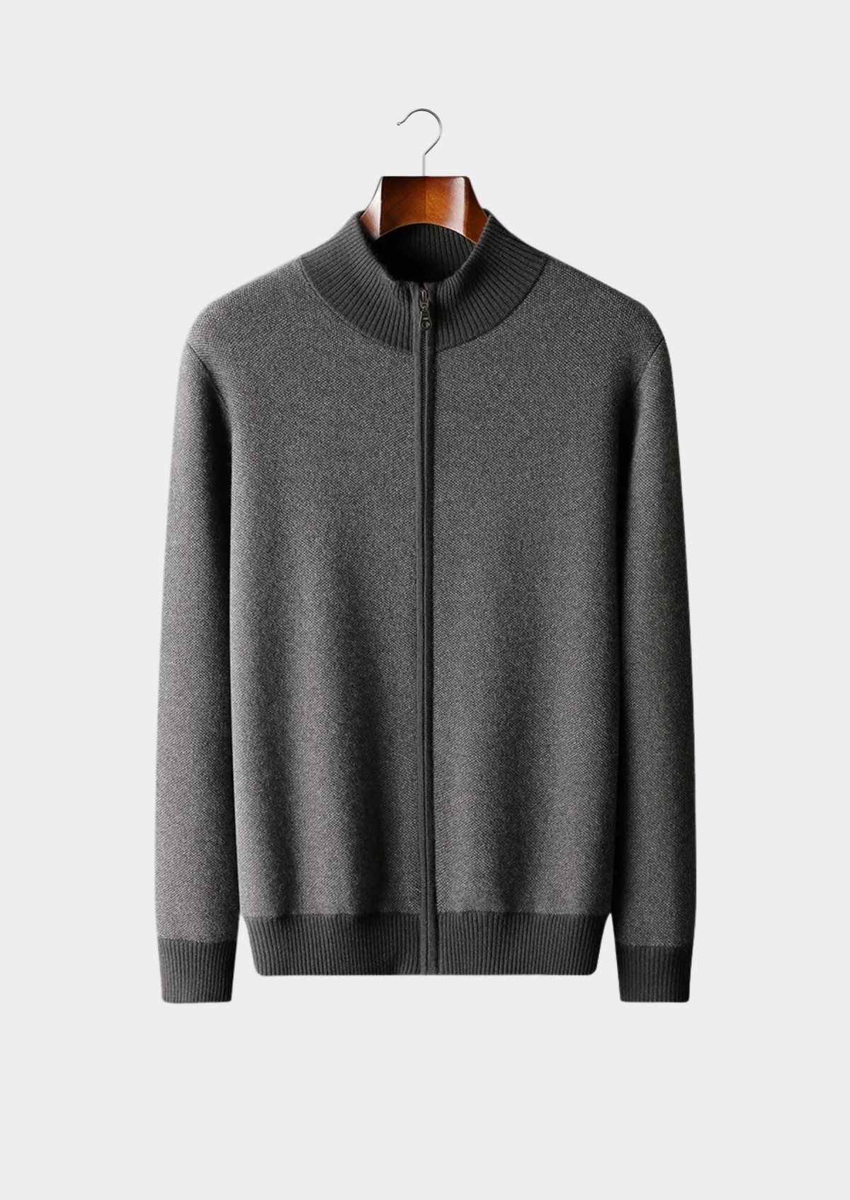 Premium Cashmere Jacquard Zip Cardigan | Apuro