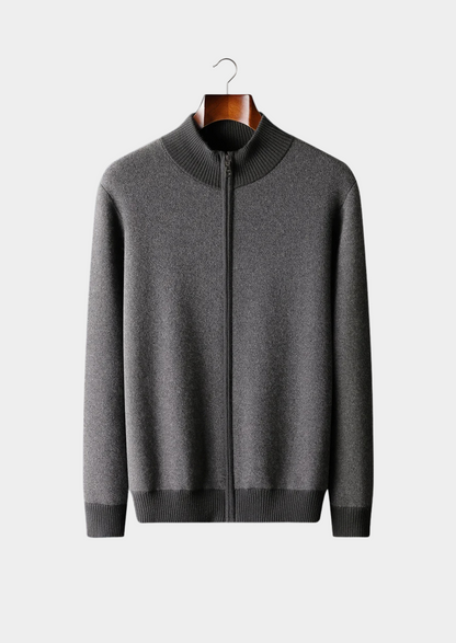 Premium Cashmere Jacquard Zip Cardigan | Apuro