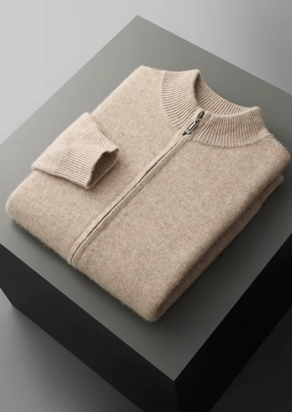 Pure Extra-Fine Merino Wool Zipper Cardigan | Apuro