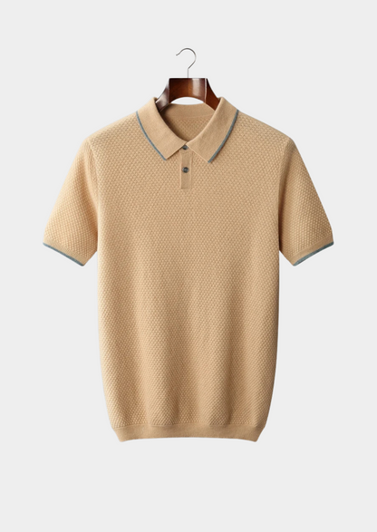 Premium Cashmere Mustard Two-Tone Polo | Apuro
