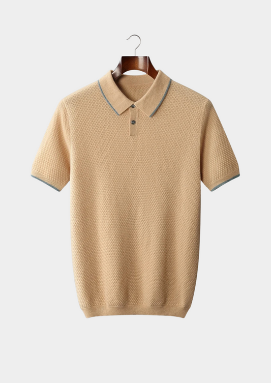Premium Cashmere Mustard Two-Tone Polo | Apuro