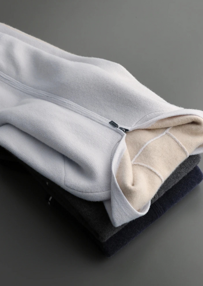 Premium Cashmere Two-Tone Zipper Hoodie | Apuro