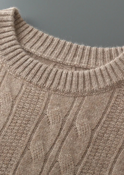 Pure Extra-Fine Merino Wool Cable Crewneck | Apuro