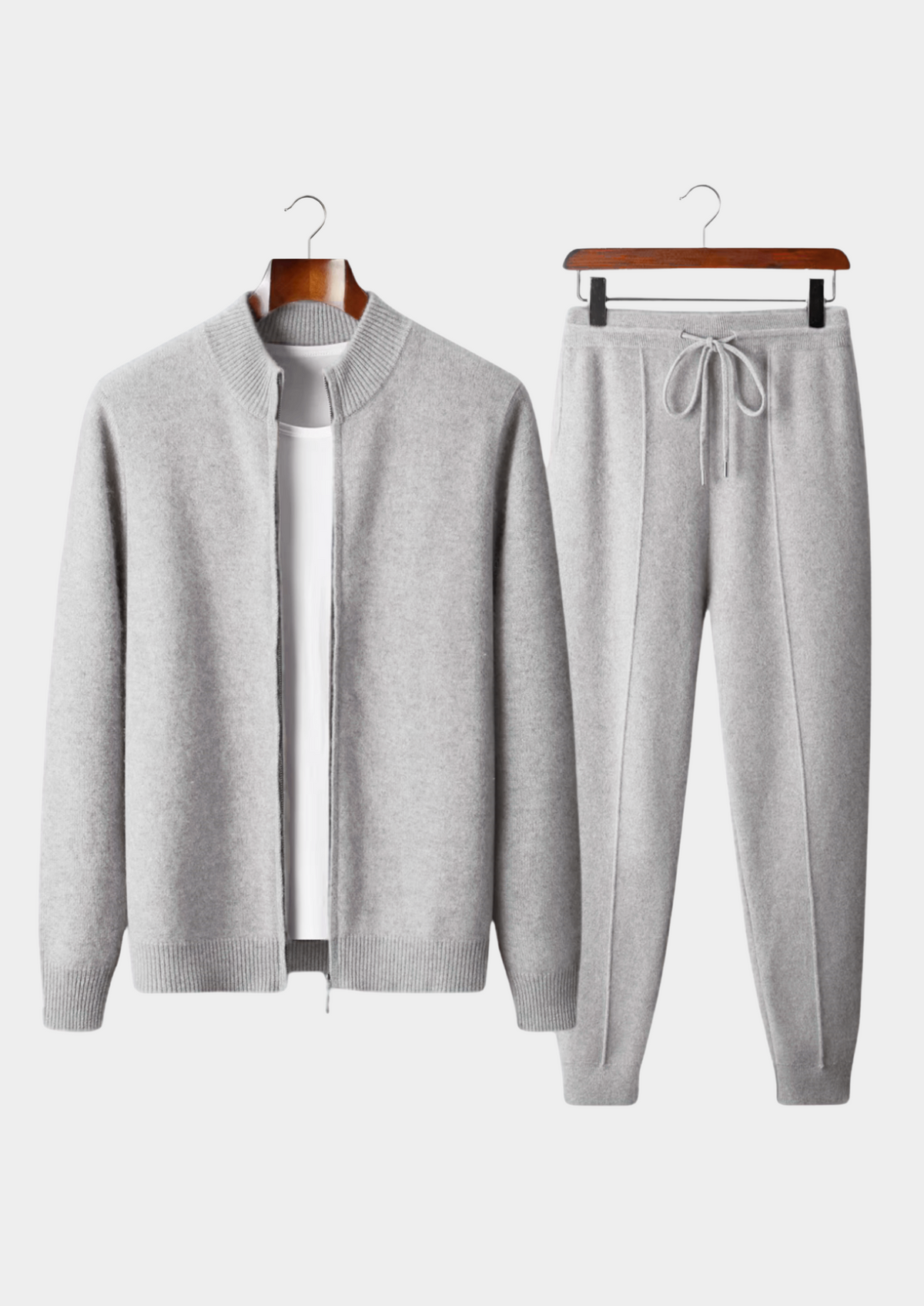 Pure Extra-Fine Merino Wool Light Gray Luzzo Set | Apuro