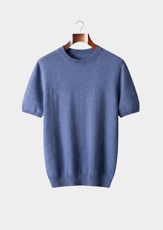 Premium Cashmere Classic Crewneck T-Shirt - Deep Atlantic | Apuro