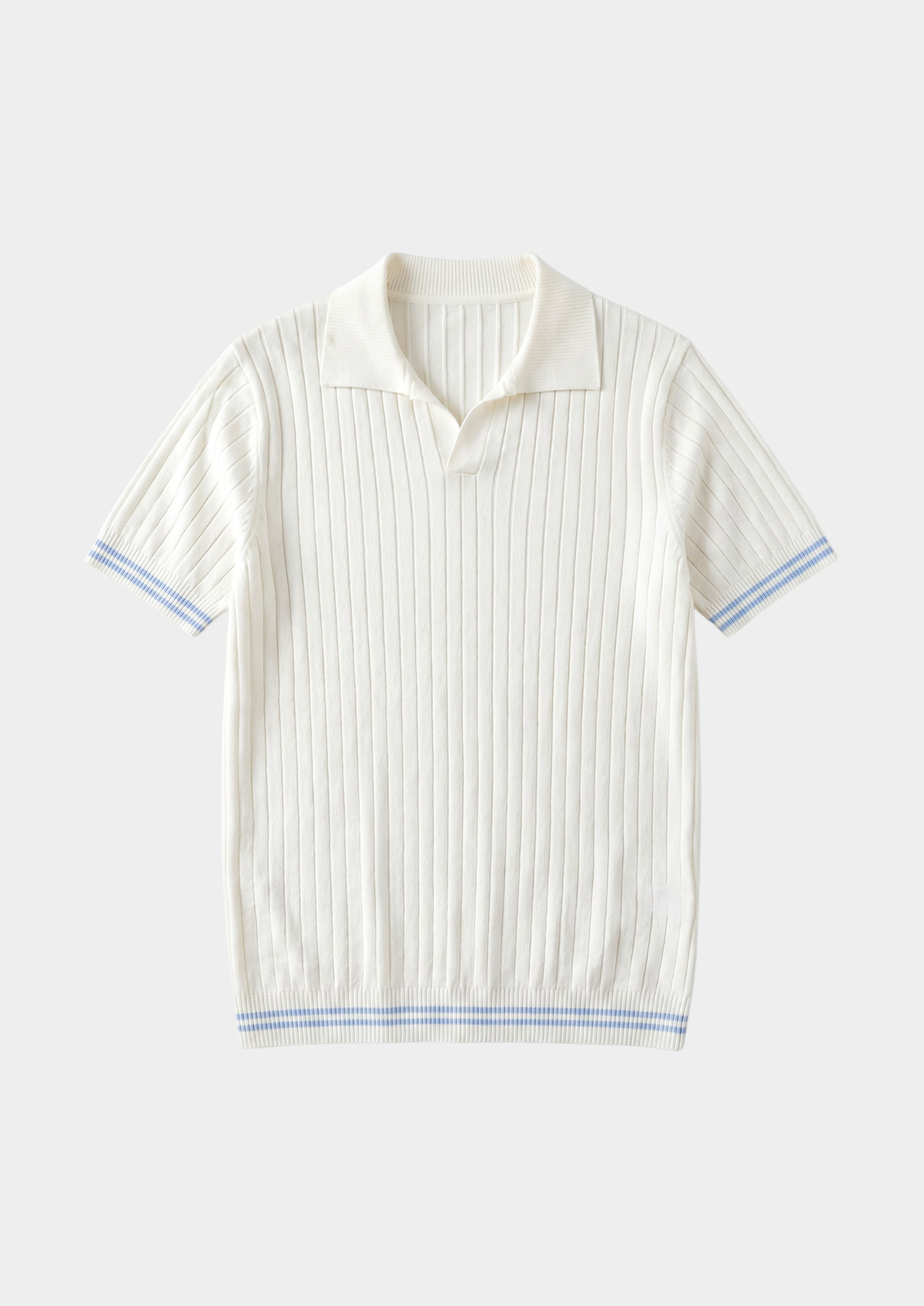 Pierre Ivory Ribbed Buttonless Polo | Apuro