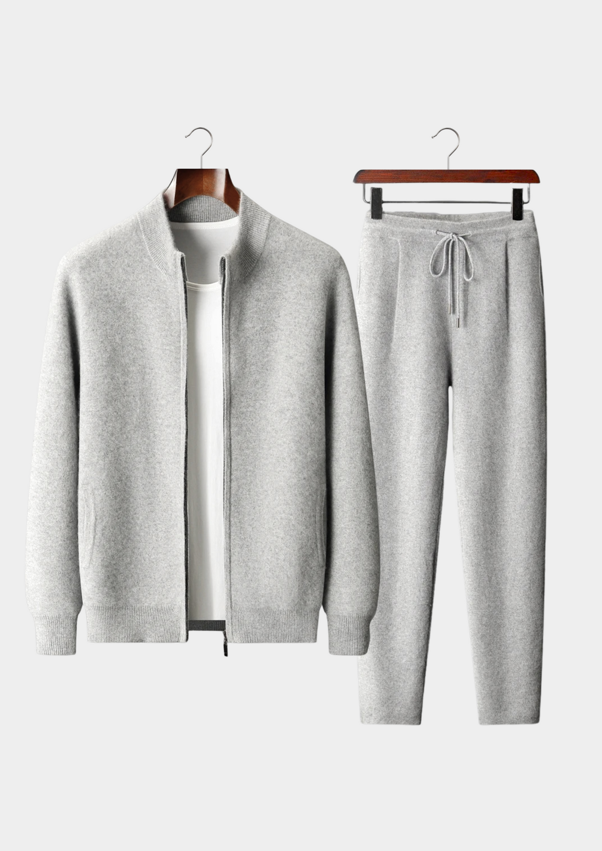 Premium Cashmere Light Gray Denis Leisure Set | Apuro
