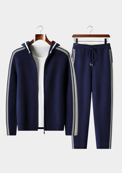 Pure Extra-Fine Merino Wool Navy Blue Damien Set | Apuro