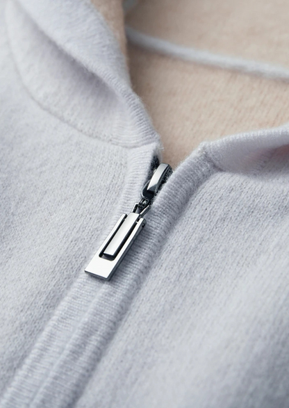 Premium Cashmere Two-Tone Zipper Hoodie | Apuro