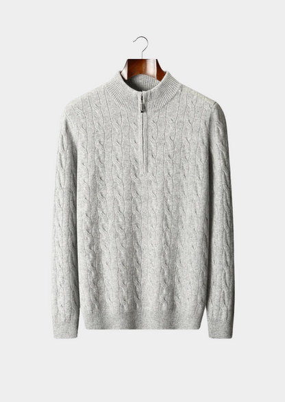 Pure Extra-Fine Merino Wool Cable Half Zip | Apuro