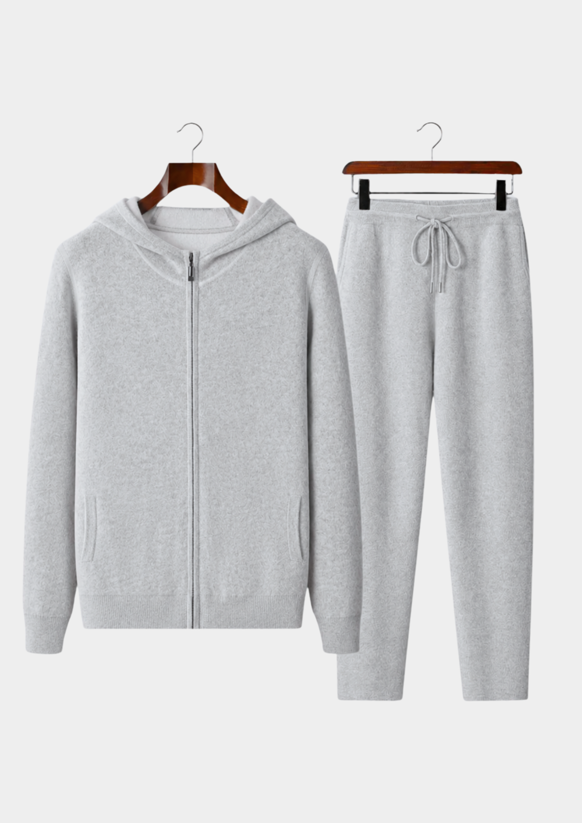 Premium Cashmere Light Gray Milano Leisure Set | Apuro
