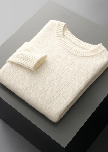 Pure Extra-Fine Merino Wool Cable Crewneck | Apuro