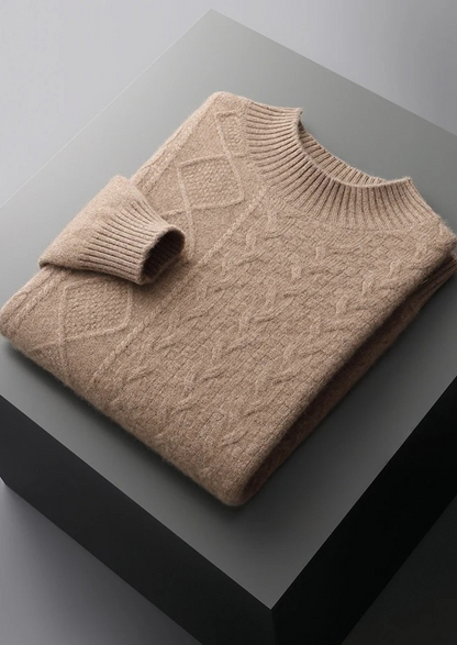 Pure Extra-Fine Merino Wool Jacquard Mockneck | Apuro