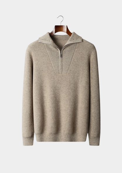 Premium Cashmere Ribbed Half-Zip Sweater | Apuro
