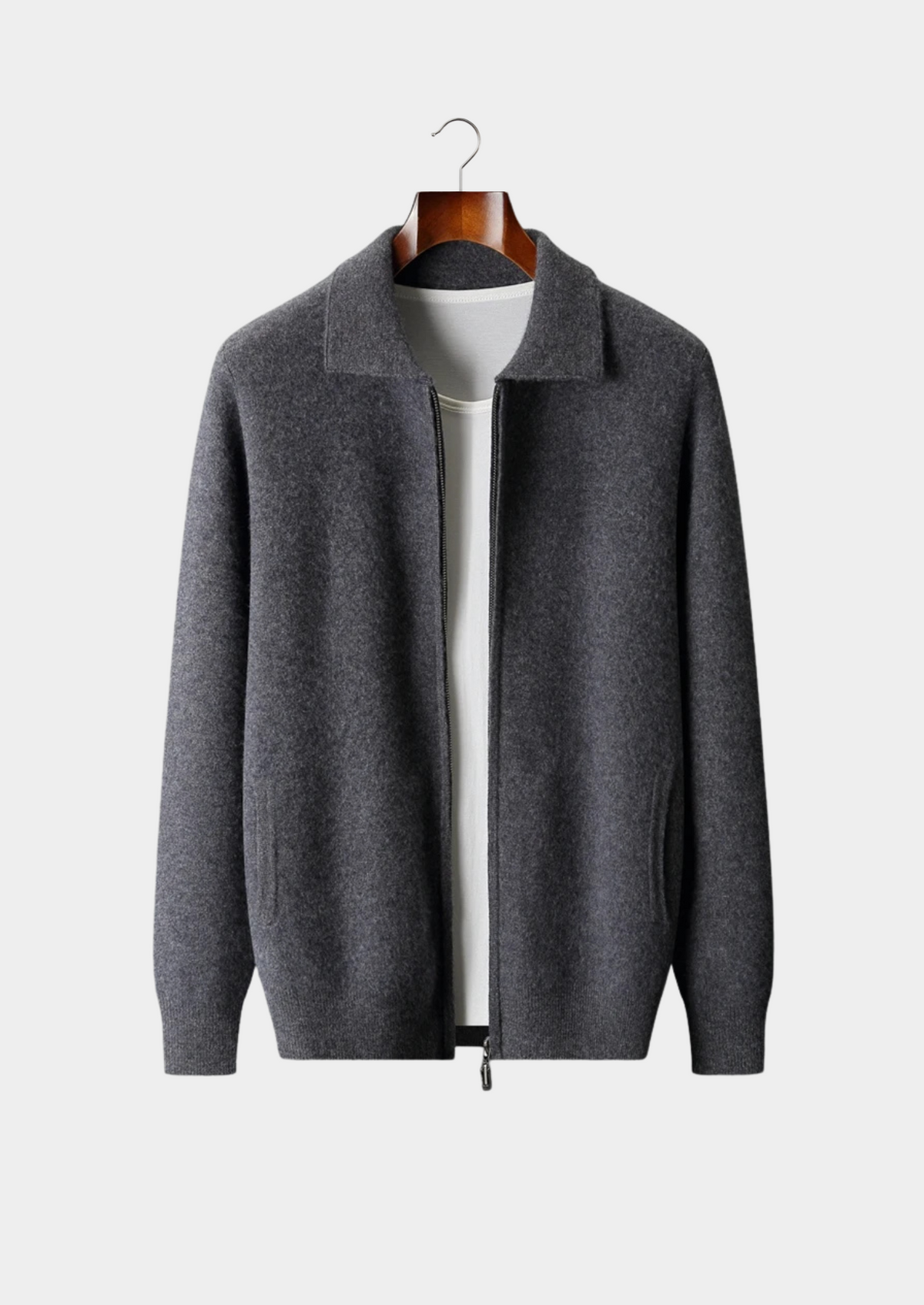 Premium Cashmere Zip Polo Cardigan | Apuro