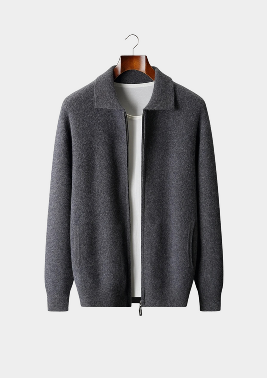 Premium Cashmere Zip Polo Cardigan | Apuro