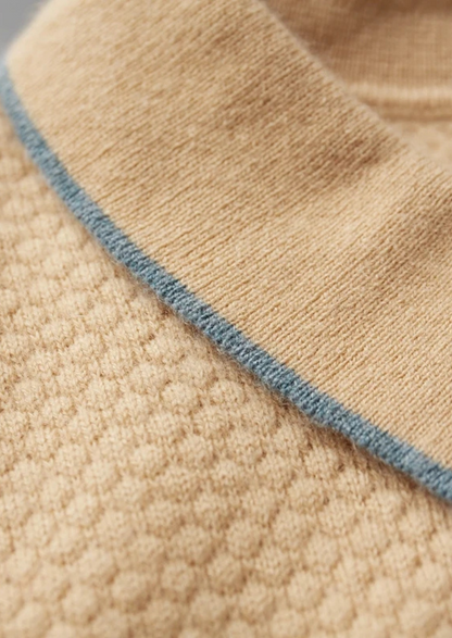 Premium Cashmere Mustard Two-Tone Polo | Apuro