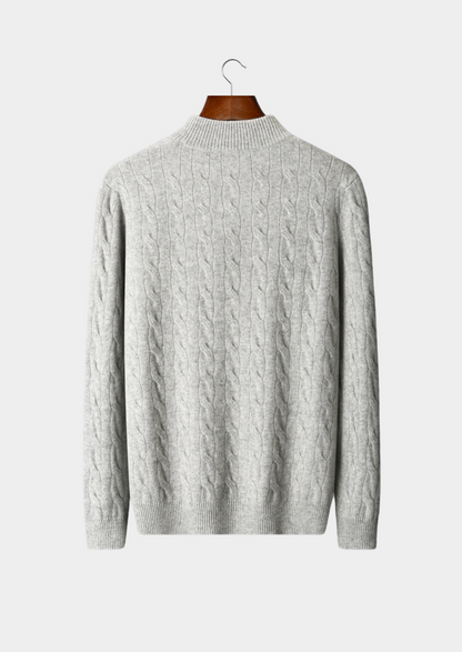 Pure Extra-Fine Merino Wool Cable Half Zip | Apuro