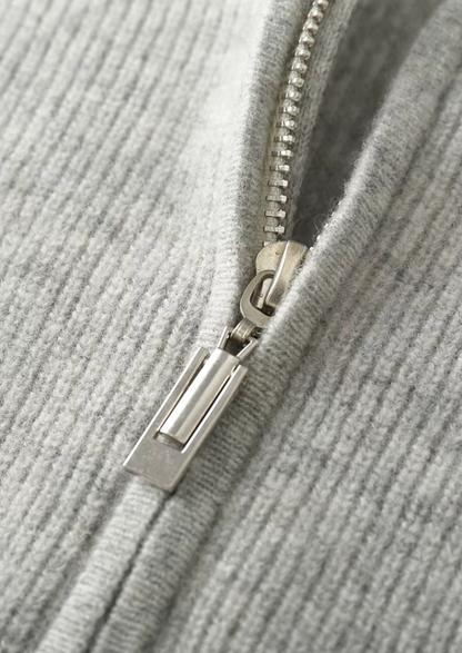 Pure Extra-Fine Merino Wool Ribbed Zip Hoodie | Apuro