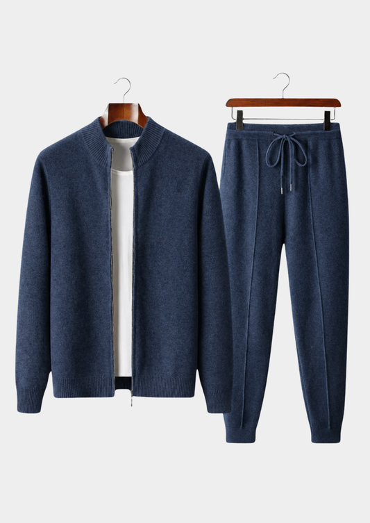 Pure Extra-Fine Merino Wool Navy Blue Luzzo Set | Apuro