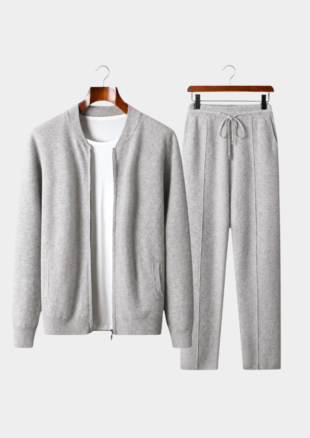 Pure Extra-Fine Merino Wool Light Gray Falconi Set | Apuro