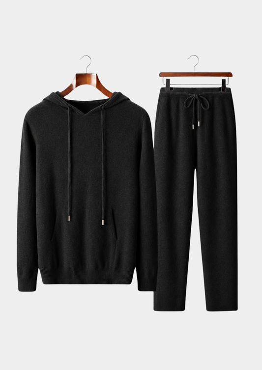 Pure Extra-Fine Merino Wool Black Savro Set | Apuro