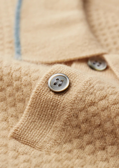 Premium Cashmere Mustard Two-Tone Polo | Apuro