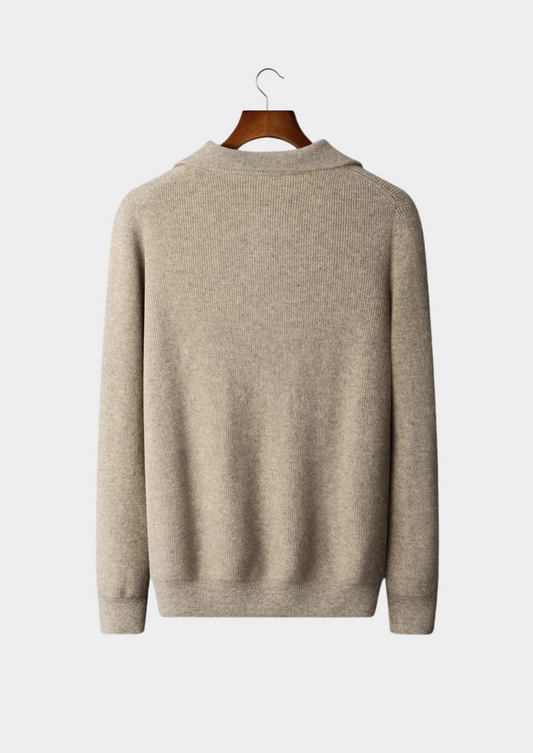 Premium Cashmere Ribbed Half-Zip Sweater | Apuro