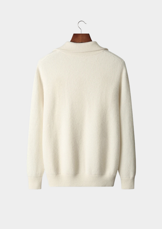 Pure Extra-Fine Merino Wool Ribbed Zipper Cardigan | Apuro