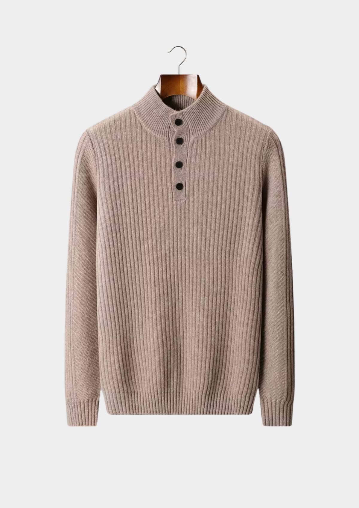 Pure Extra-Fine Merino Wool Ribbed Henley Sweater | Apuro