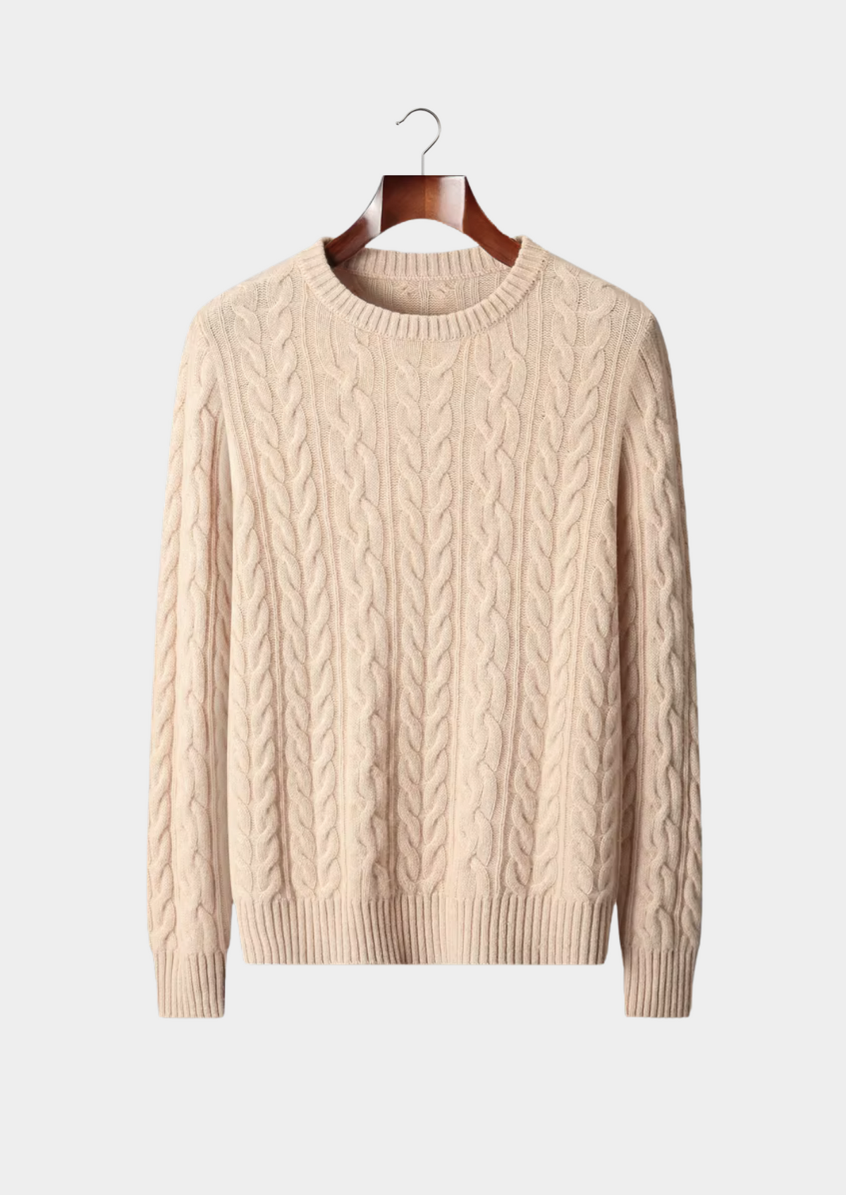 Pure Extra-Fine Merino Wool Cable Knit Crewneck | Apuro