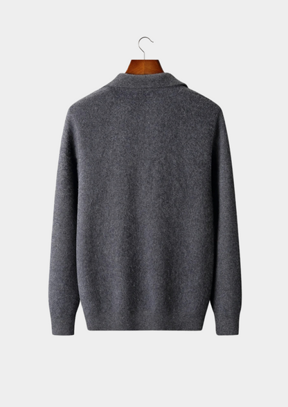 Premium Cashmere Zip Polo Cardigan | Apuro