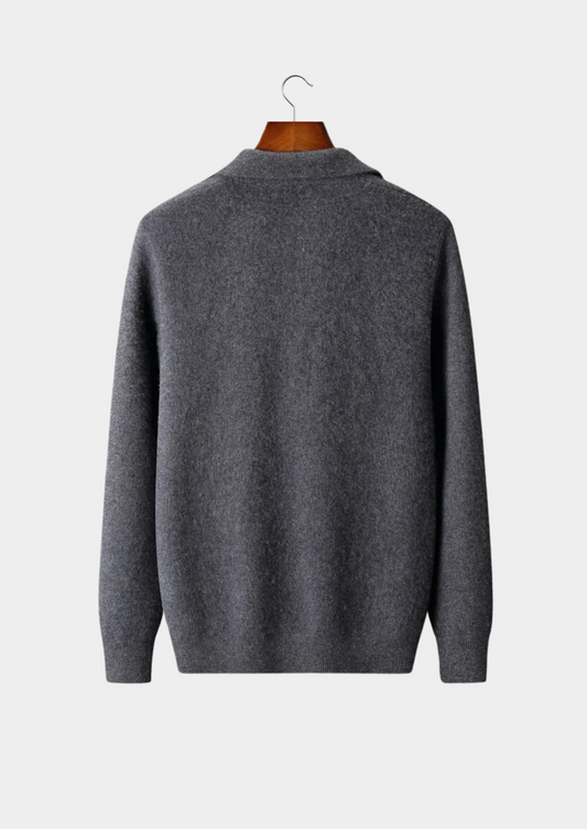 Premium Cashmere Zip Polo Cardigan | Apuro