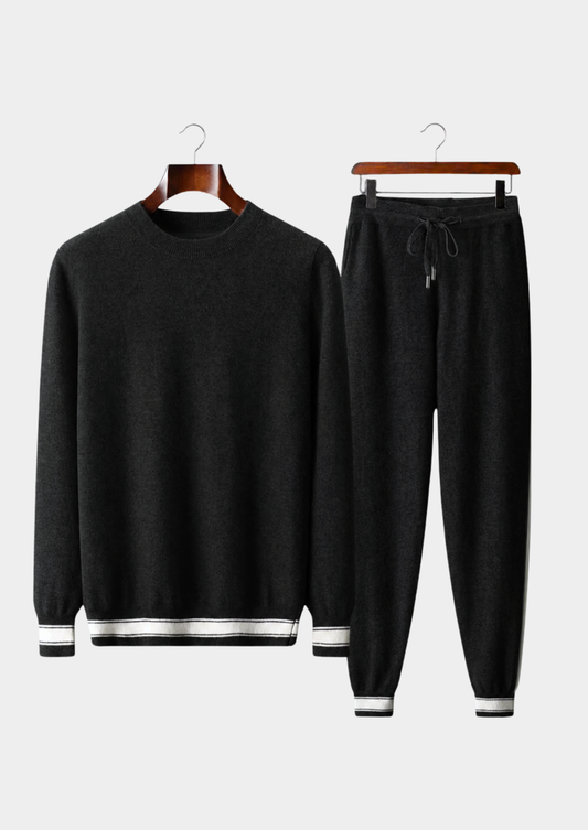 Premium Cashmere Black Vienna Leisure Set | Apuro