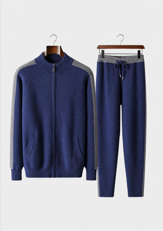 Premium Cashmere Navy Blue Torino Leisure Set | Apuro