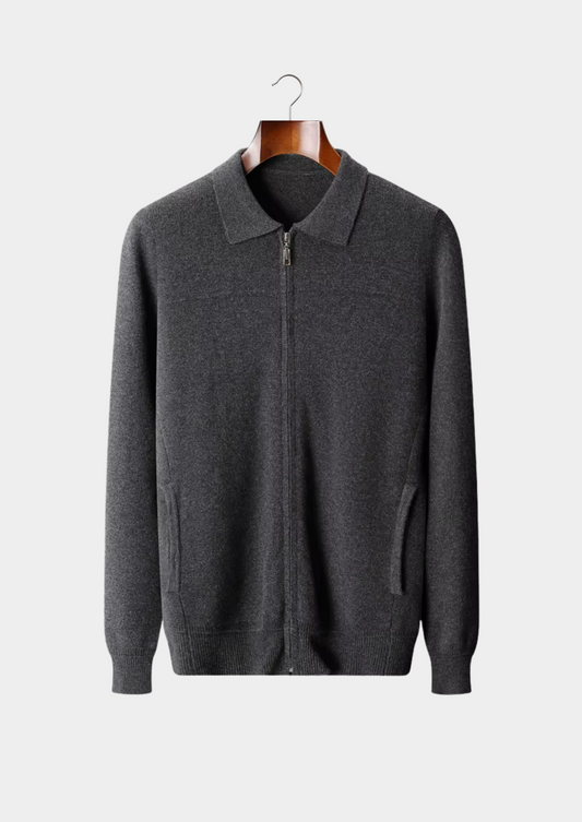Pure Extra-Fine Merino Wool Ribbed Polo Cardigan | Apuro