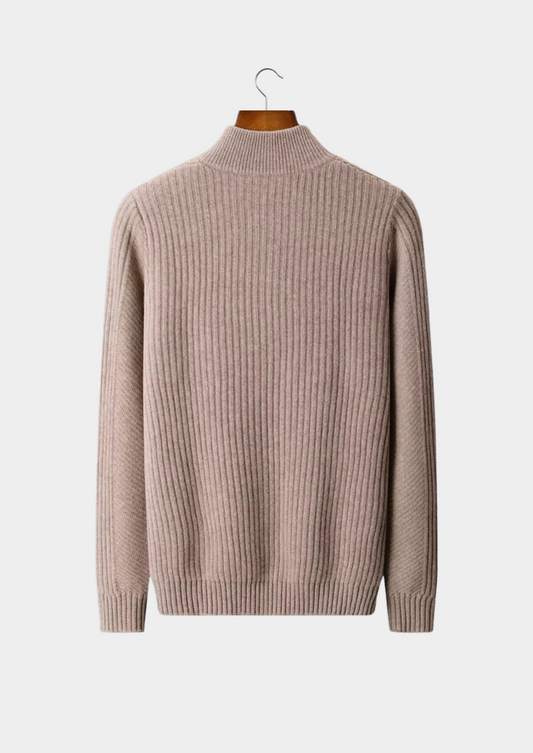 Pure Extra-Fine Merino Wool Ribbed Henley Sweater | Apuro