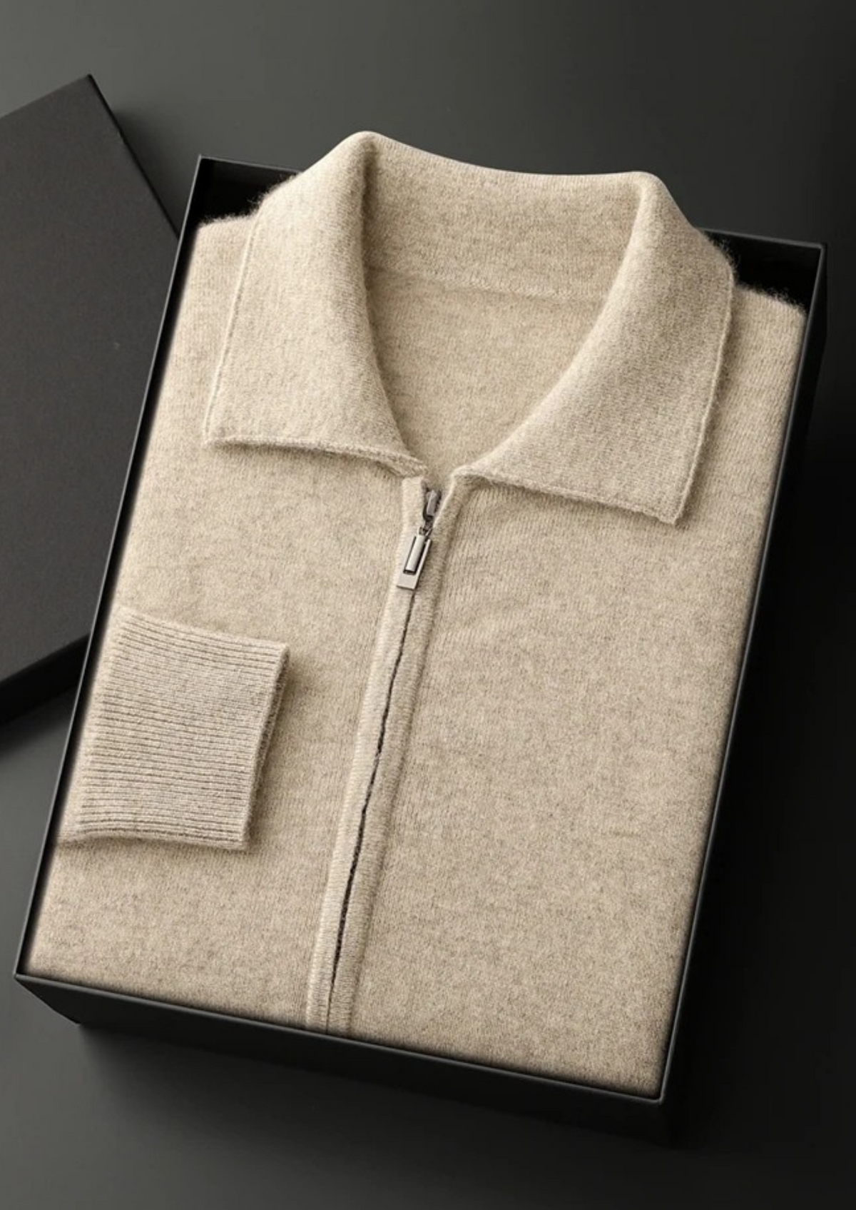 Premium Cashmere Zip Polo Cardigan | Apuro